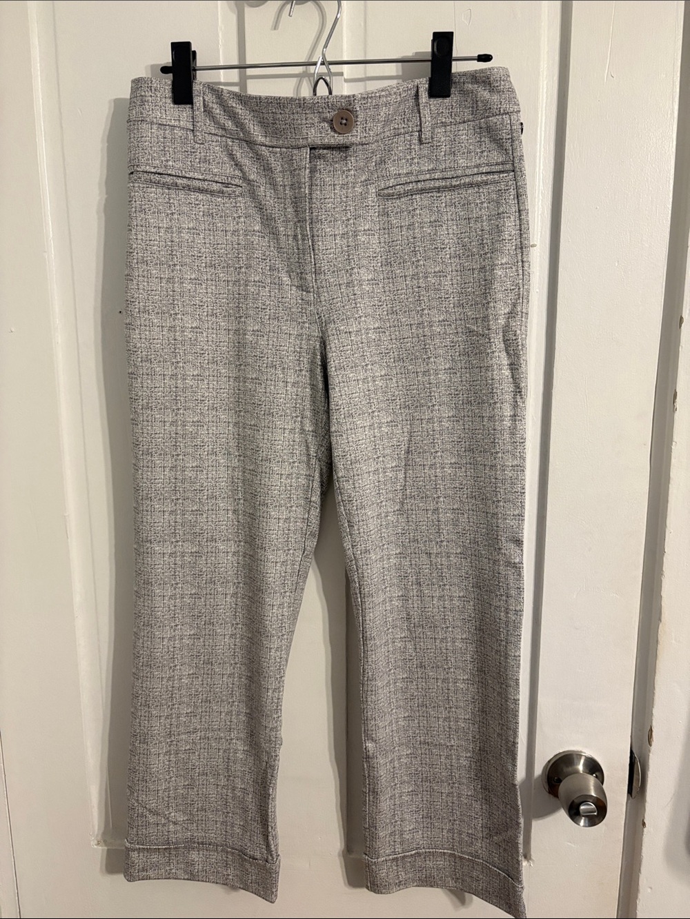 Women’s Grey Textured Cropped  Dress Pants